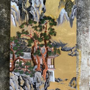 Tranh phong cảnh chùa Thầy 01 - Tranh sơn mài nguyên lacquer